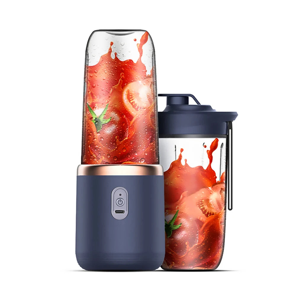 Twin Gear Portable Blender 400ml – 6 Stainless Steel Blades, USB Rechargeable