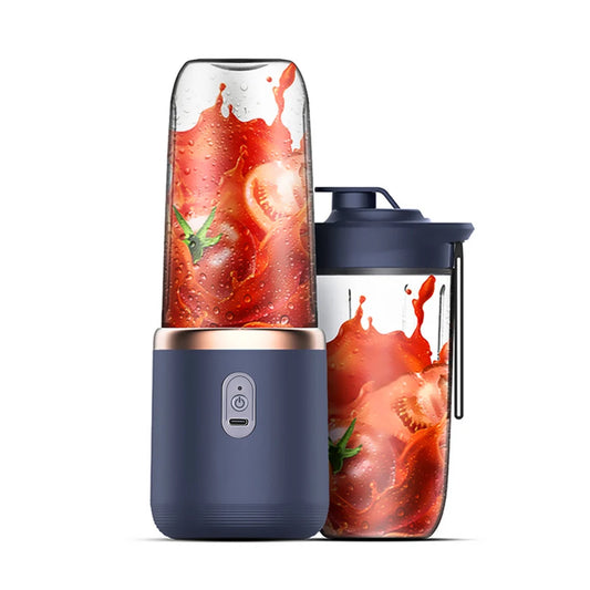 Twin Gear Portable Blender 400ml – 6 Stainless Steel Blades, USB Rechargeable