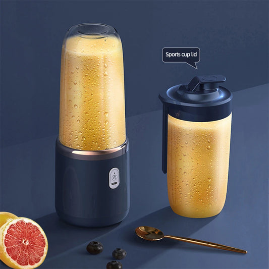 Twin Gear Portable Blender 400ml – 6 Stainless Steel Blades, USB Rechargeable